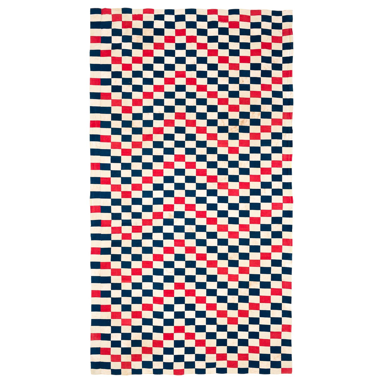 Red, White, and Blue Ewe Kente Cloth Vintage West African Textile Fabric