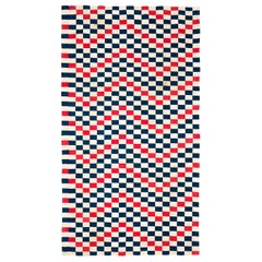 Textile africain en tissu rouge, blanc et bleu Ewe Kente