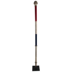 Red, White and Blue Painted Wood Patriotic Parade Staff on Custom Metal Stand