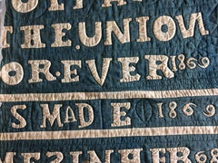 Red White and Blue Patriotic Pieced Appliqued and Stuffed Cotton Quilt