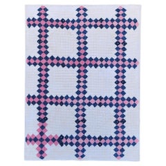 Red White and Blue Postage Stamp Chain Mounted Crib Quilt