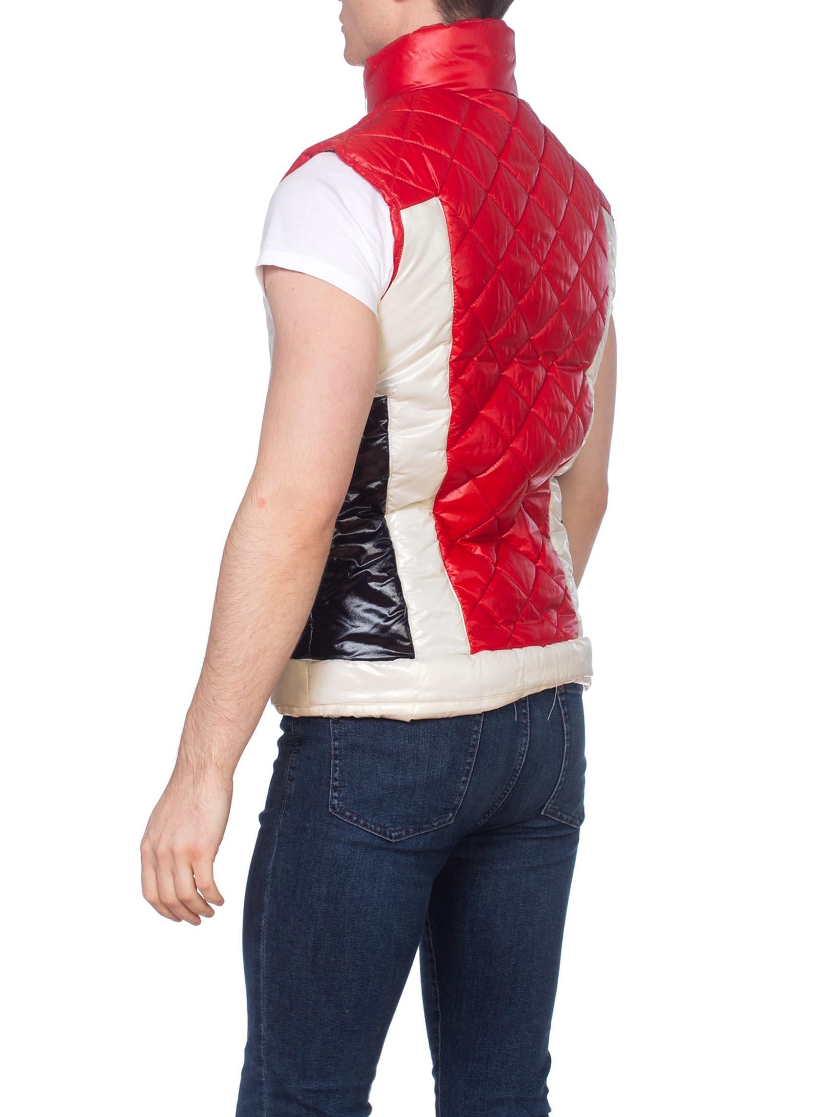 red shiny puffer vest