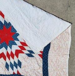 Red White & Blue Contained Center Star Crib Quilt