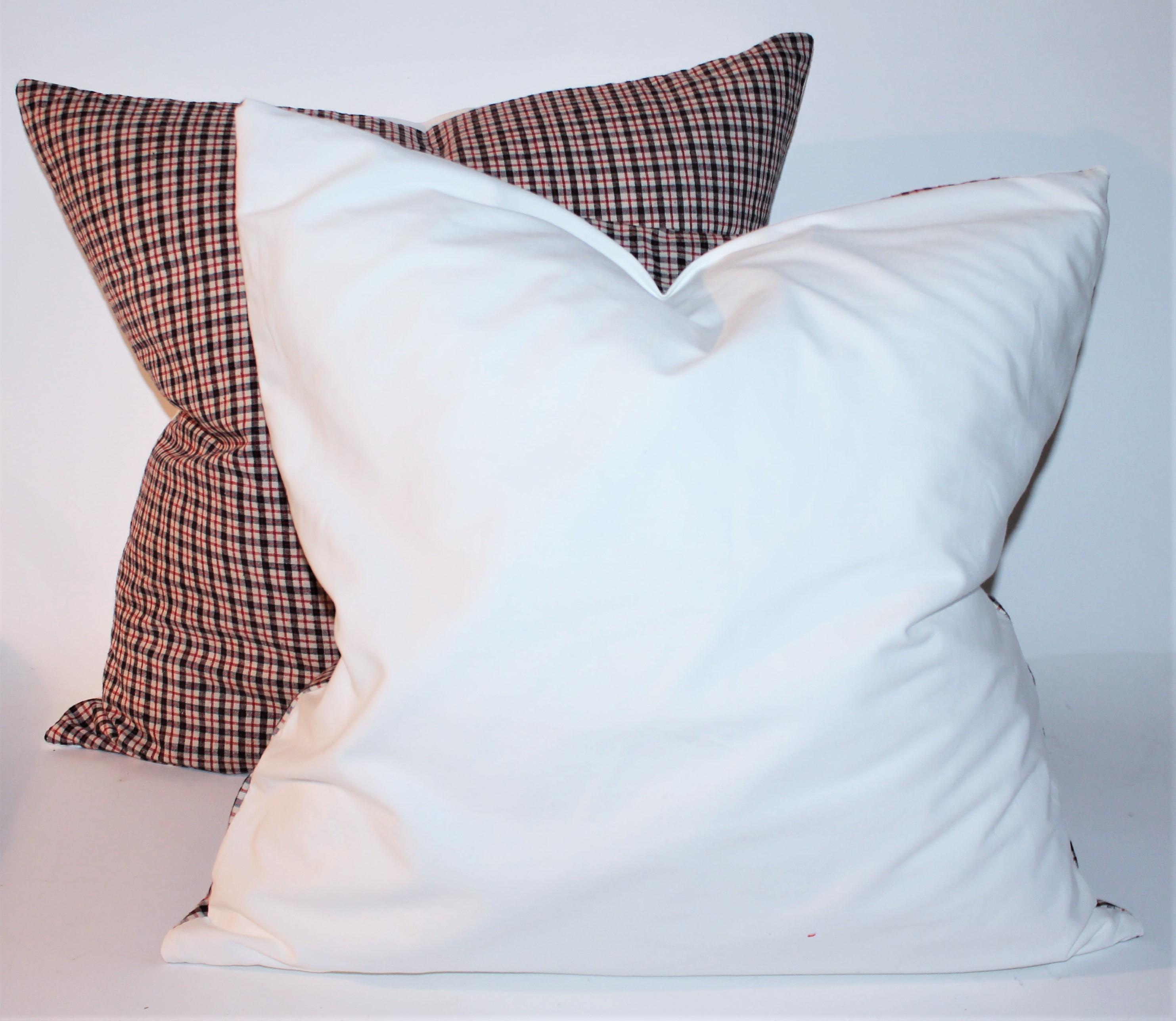 American Red, White & Blue Homespun Linen Pillows, Pair For Sale