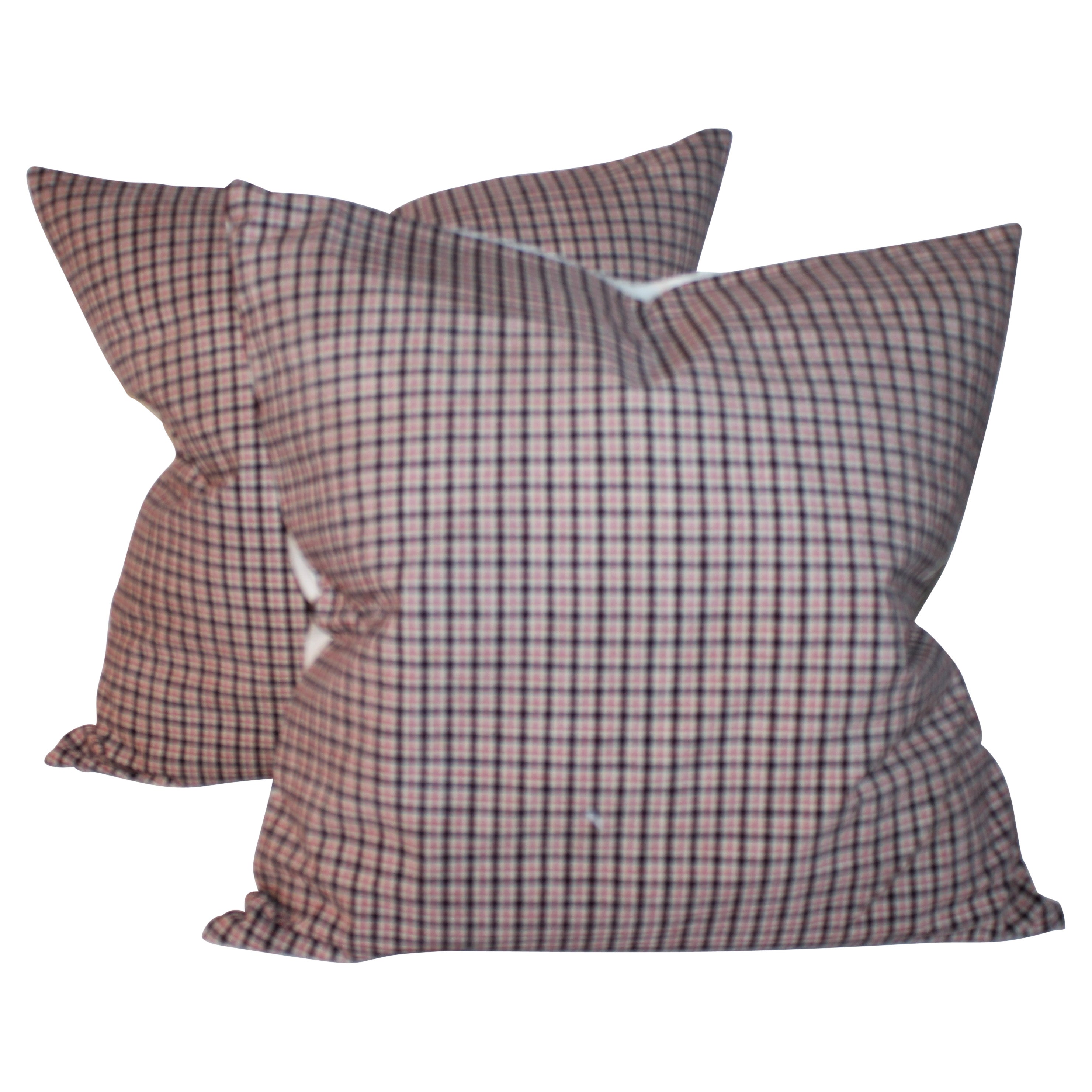Red, White & Blue Homespun Linen Pillows, Pair