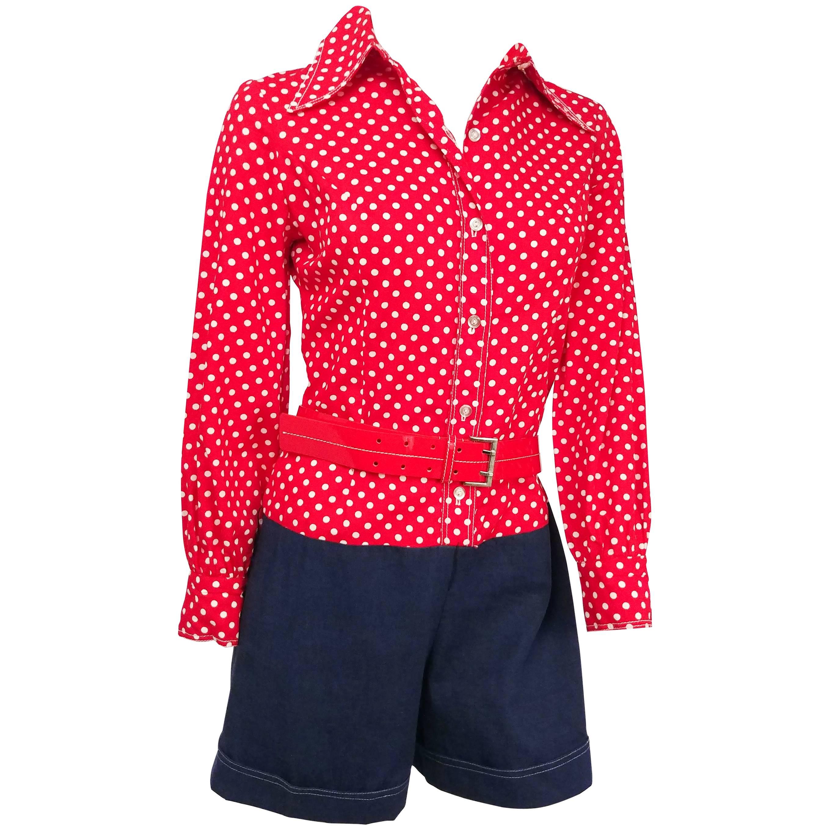 Red, White, & Blue Polka Dot Romper, 1960s