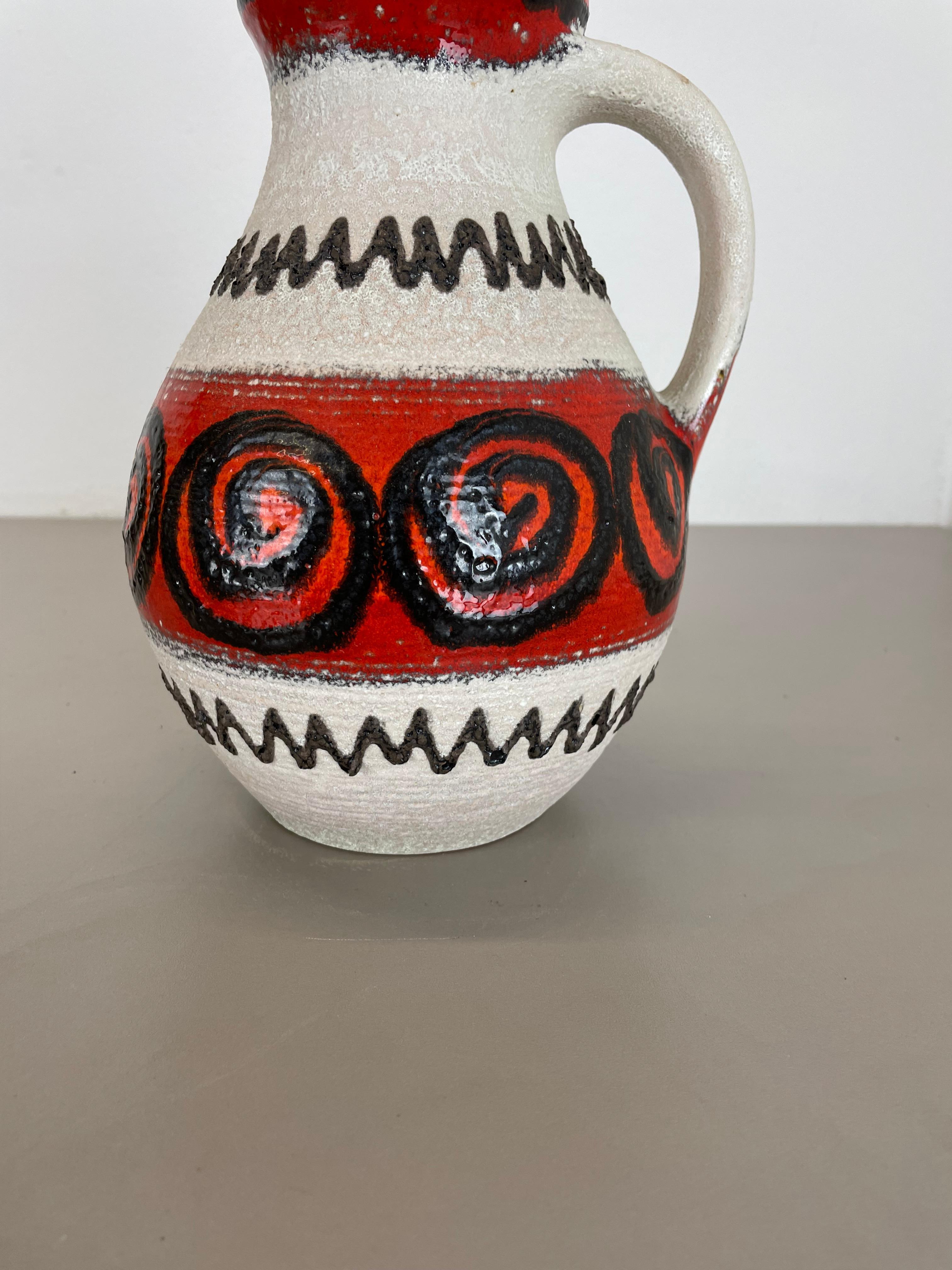 rot weiß Keramik Brutalistische Vase Fat Lava Carstens Tönnieshof, Deutschland, 1970er Jahre im Angebot 5