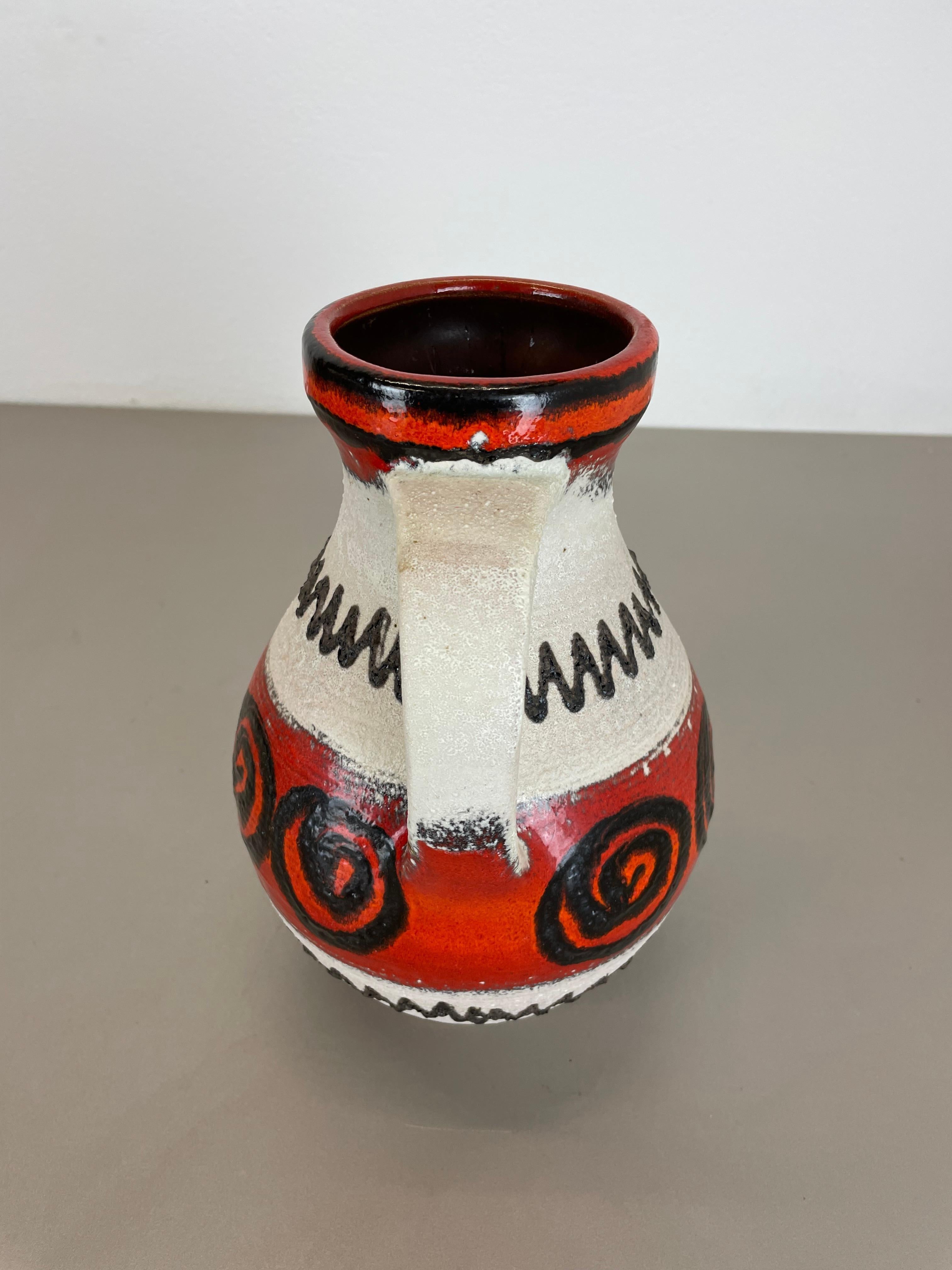 rot weiß Keramik Brutalistische Vase Fat Lava Carstens Tönnieshof, Deutschland, 1970er Jahre im Angebot 6