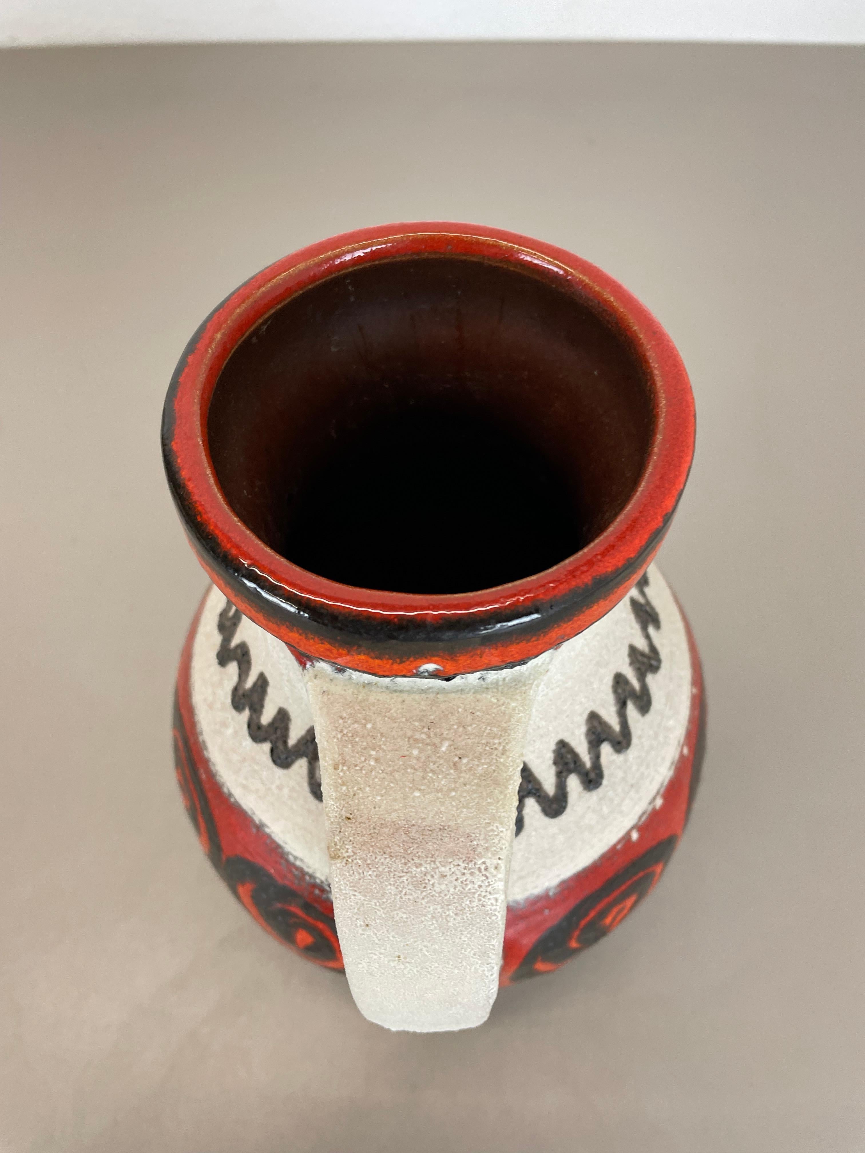 rot weiß Keramik Brutalistische Vase Fat Lava Carstens Tönnieshof, Deutschland, 1970er Jahre im Angebot 7