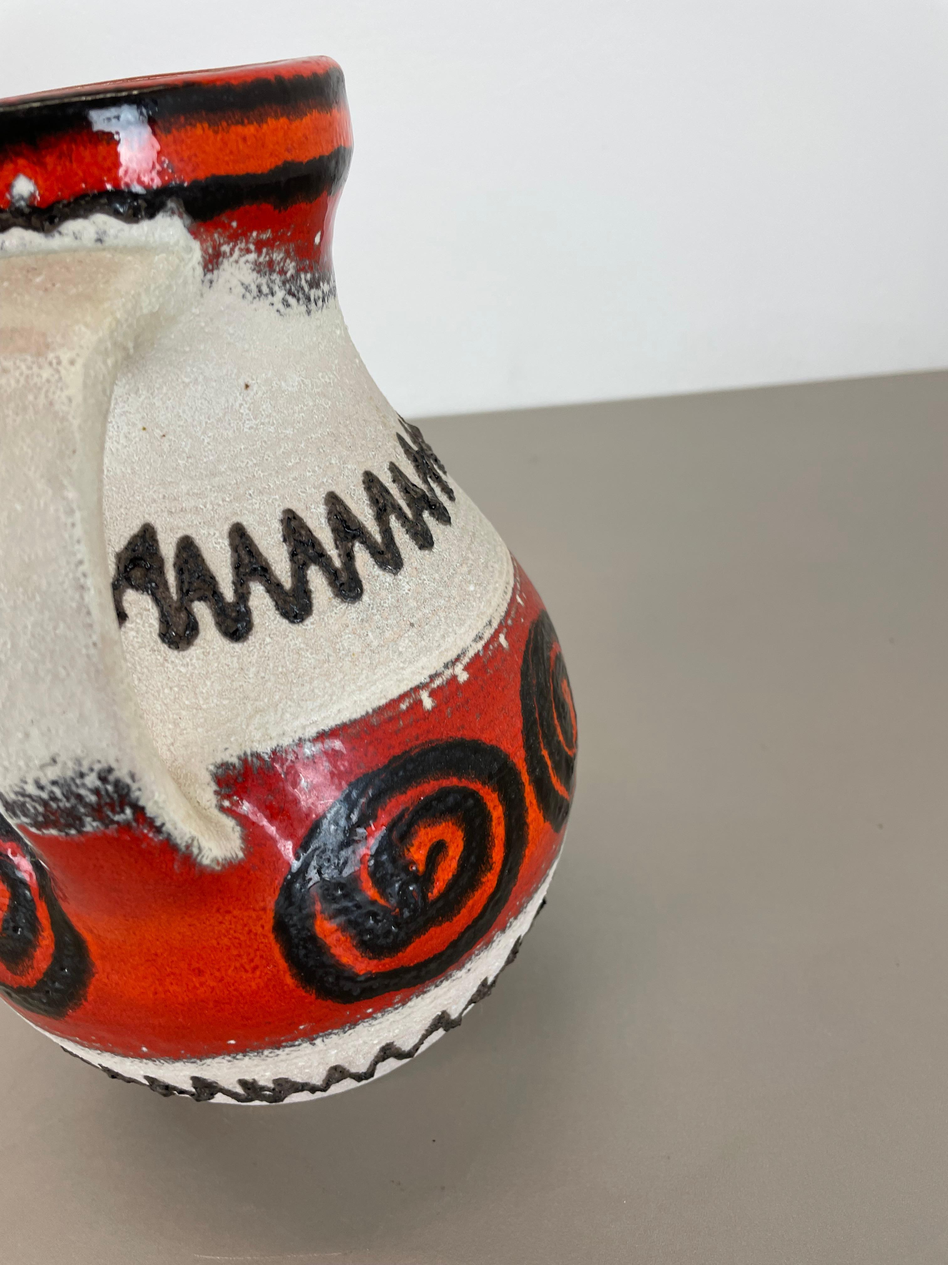 rot weiß Keramik Brutalistische Vase Fat Lava Carstens Tönnieshof, Deutschland, 1970er Jahre im Angebot 8