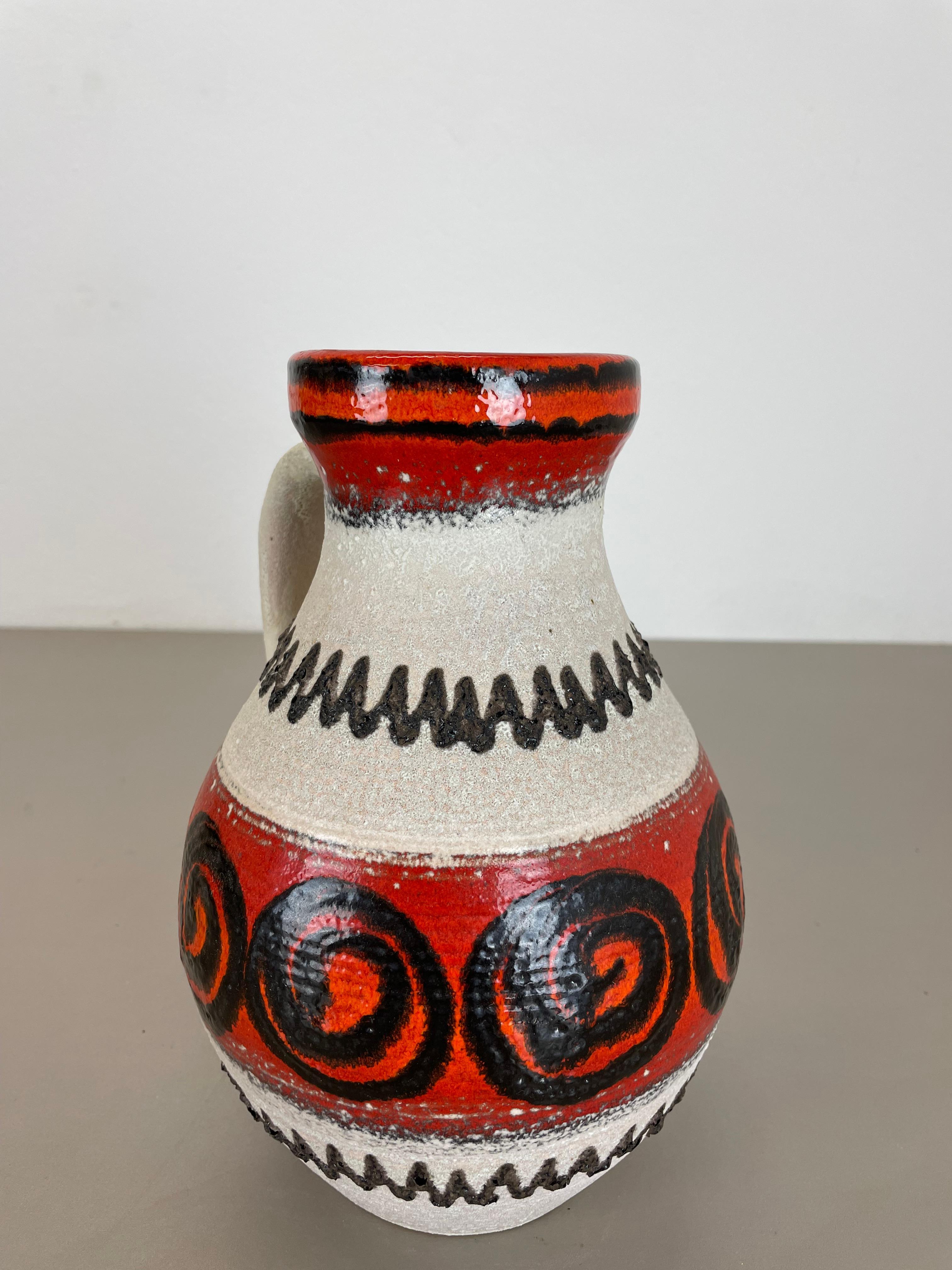 rot weiß Keramik Brutalistische Vase Fat Lava Carstens Tönnieshof, Deutschland, 1970er Jahre im Angebot 10