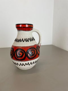 red white Ceramic Brutalist Vase Fat Lava Carstens Tönnieshof, Germany, 1970s