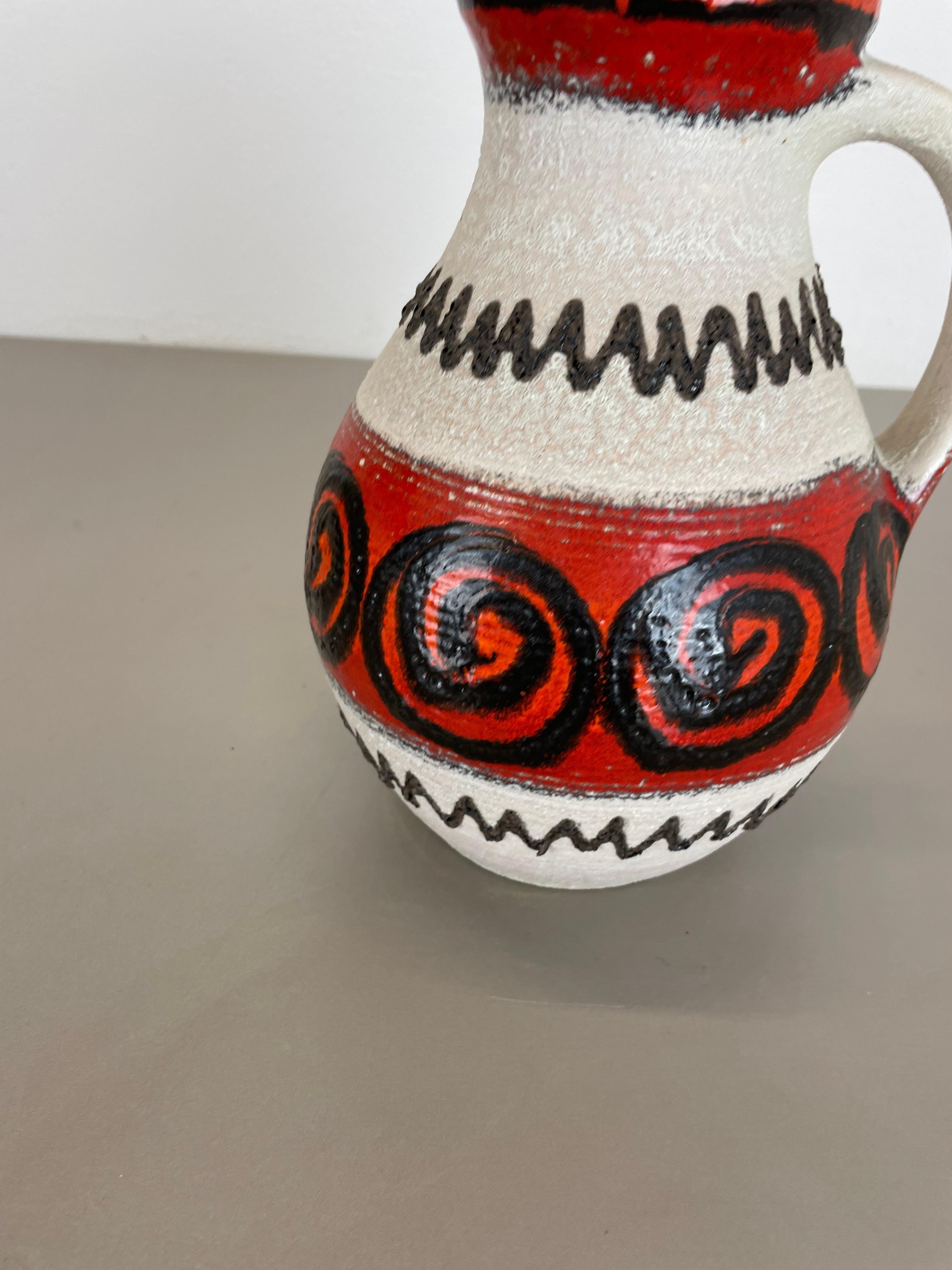 rot weiß Keramik Brutalistische Vase Fat Lava Carstens Tönnieshof, Deutschland, 1970er Jahre im Angebot 4