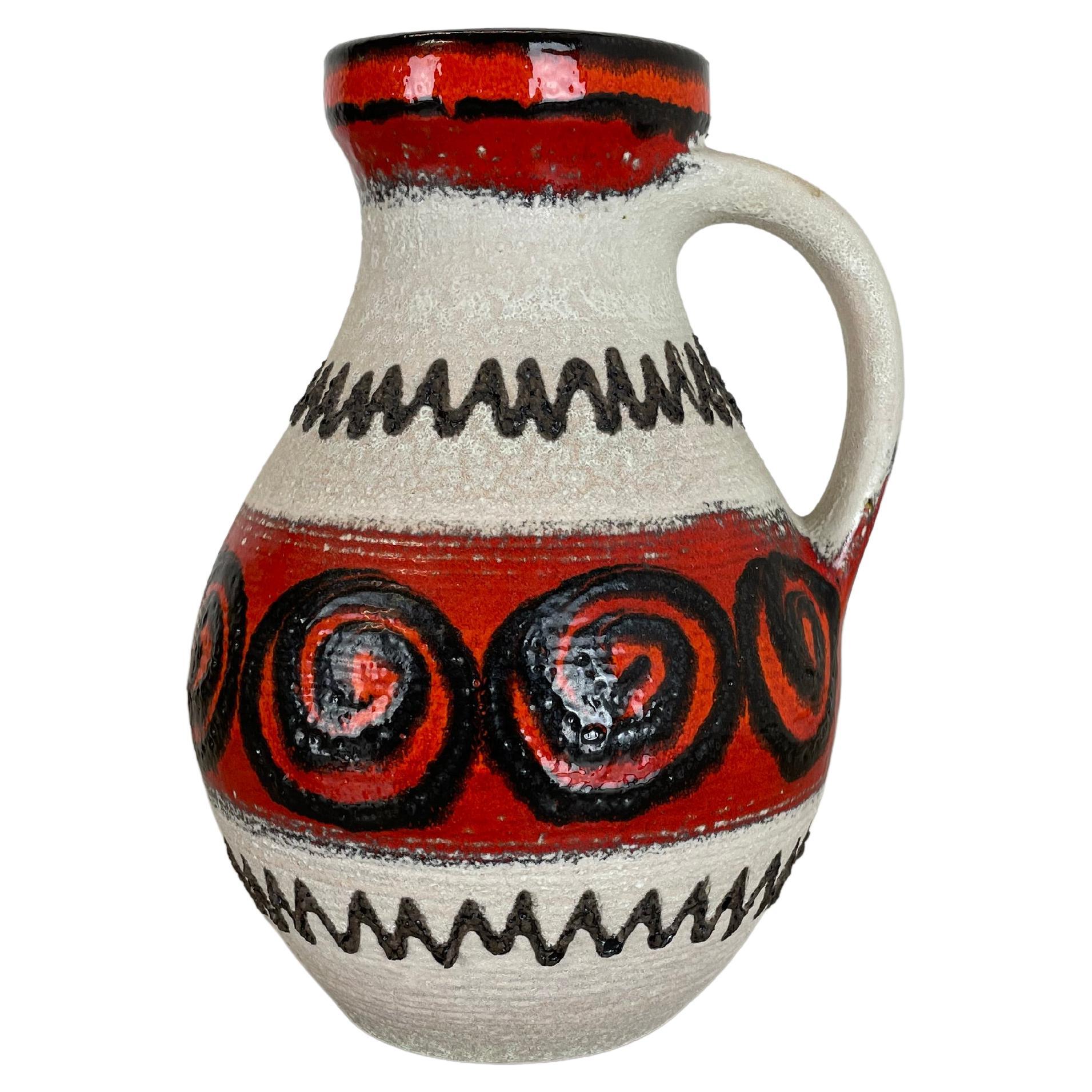 rot weiß Keramik Brutalistische Vase Fat Lava Carstens Tönnieshof, Deutschland, 1970er Jahre im Angebot