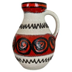 rot weiß Keramik Brutalistische Vase Fat Lava Carstens Tönnieshof, Deutschland, 1970er Jahre