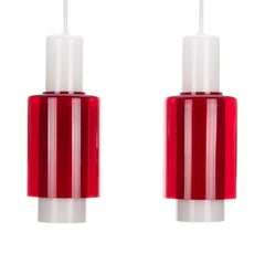 Red and White Glass Lamps 'Pair', Nordisk Solar 'Presumed', 1960s