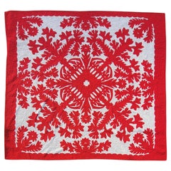 Colcha Hawaiana Roja y Blanca