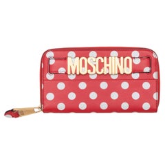 Red & White Moschino Polka Dot Continental Zip Wallet
