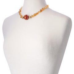 Red, White, & Orange Banded Agate 25mm Necklace Enhancer