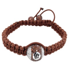 Brown & White Pave Diamond Bead Macrame Bracelet In 14k Gold