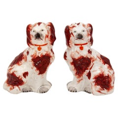 Antique Red & White Staffordshire Dogs