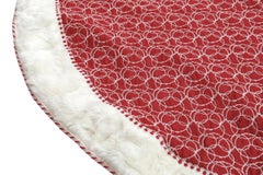 Red & White Tree Skirt with Faux Fur Trim