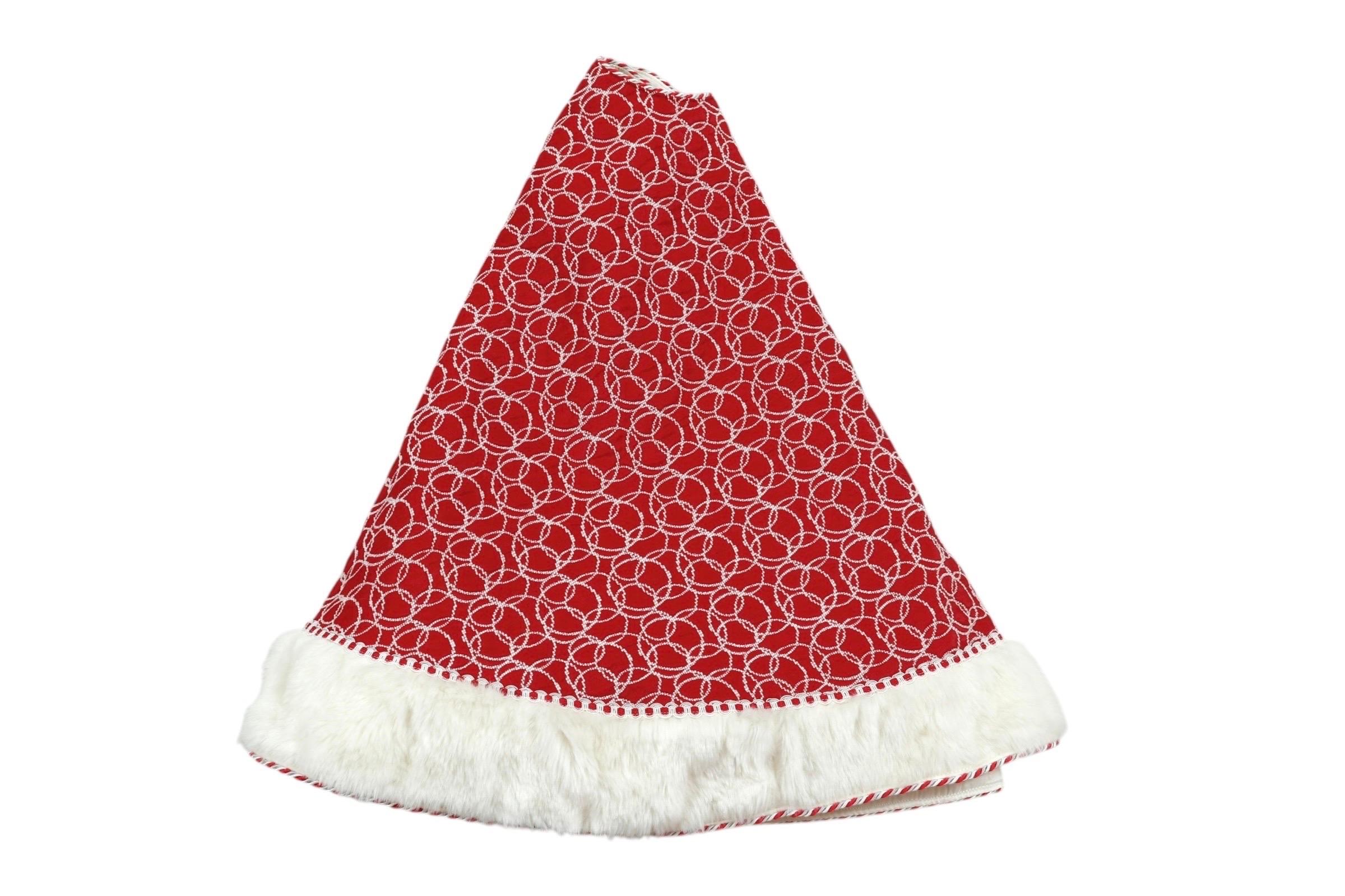 Red & White Tree Skirt with Faux Fur Trim In Good Condition For Sale In Bradenton, FL