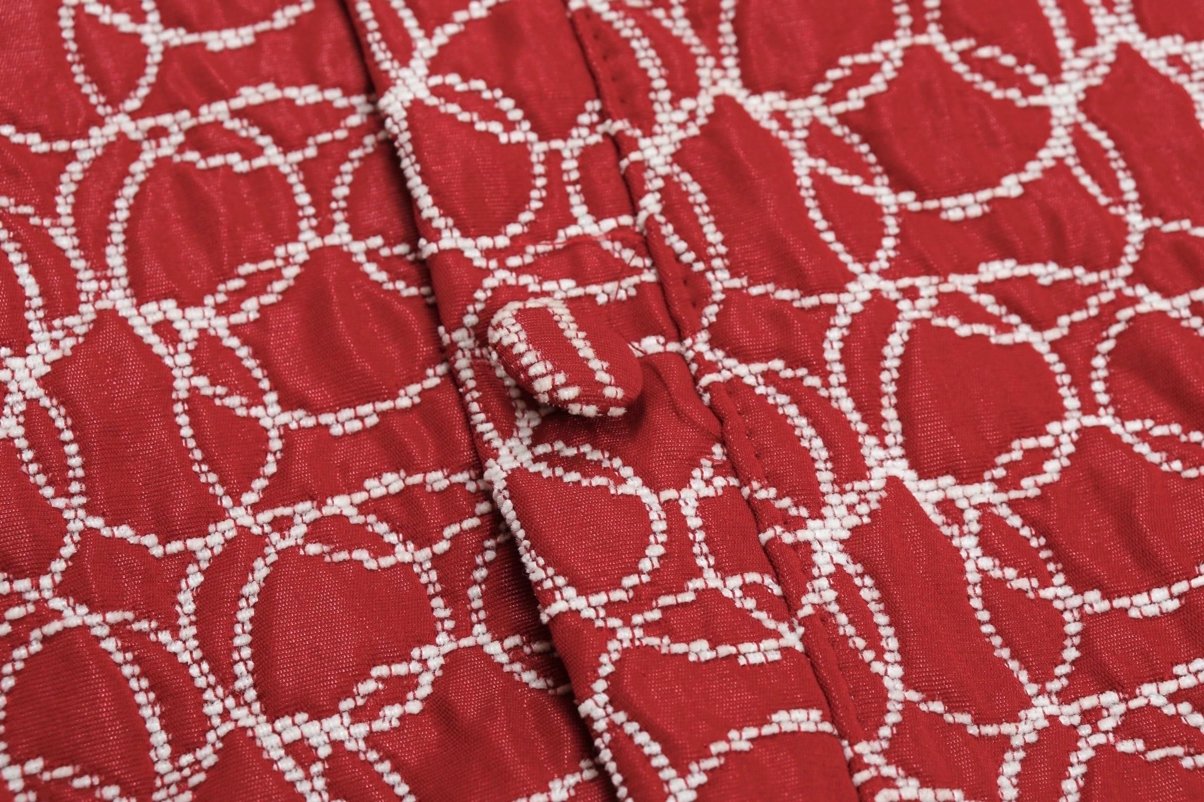 Fabric Red & White Tree Skirt with Faux Fur Trim For Sale