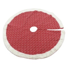 Red & White Tree Skirt with Faux Fur Trim