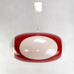 red-white Ufo Ceiling Lamp from Massive Belgium, 1970s