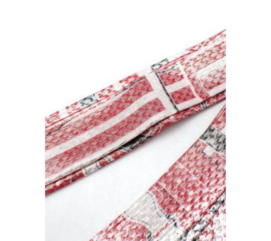 Hermes Red & White Woven Disco Twilly In Excellent Condition For Sale In London, GB