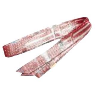 Hermes Red & White Woven Disco Twilly For Sale