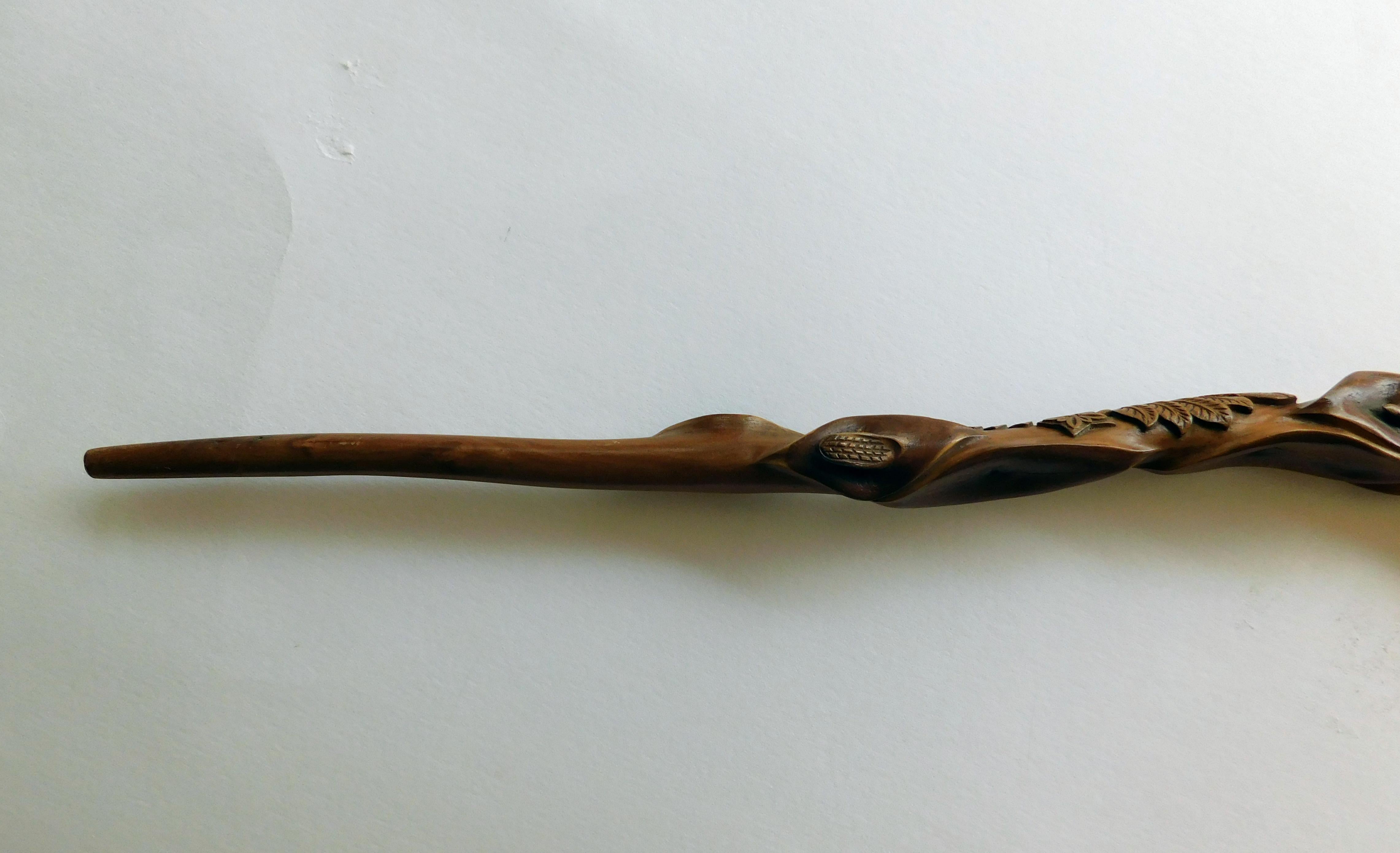 Red Willow Heavily Carved Antique Walking Stick Dated 1885 with Bison 5