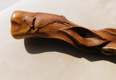 Red Willow Heavily Carved Antique Walking Stick Dated 1885 with Bison