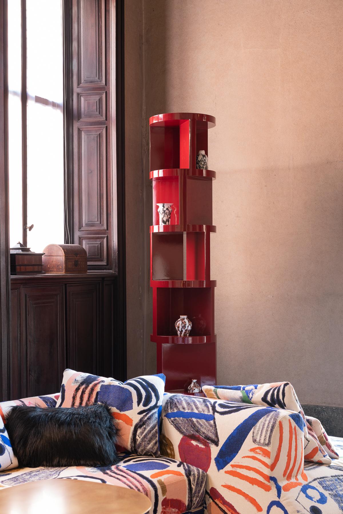 Red Wilma Bookshelf by Matteo Cibic for Delvis Unlimited For Sale 1