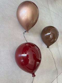 Red Wine Clay Balloon Sculpture handmade for wall, ceiling, Small