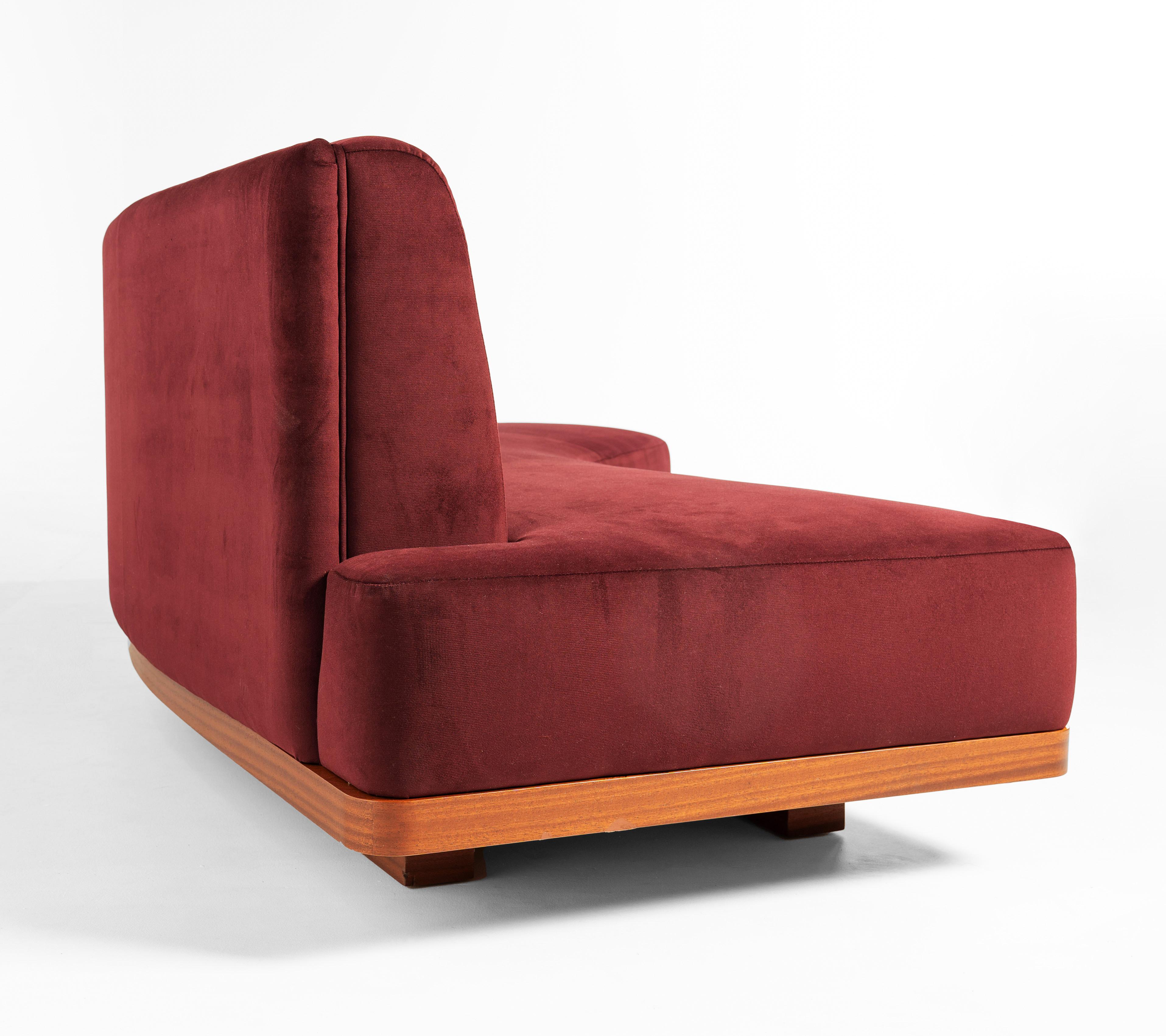 Red Wine WILD BACK Curve Sofa with back Cabinet by Lorenza Bozzoli For Sale 3