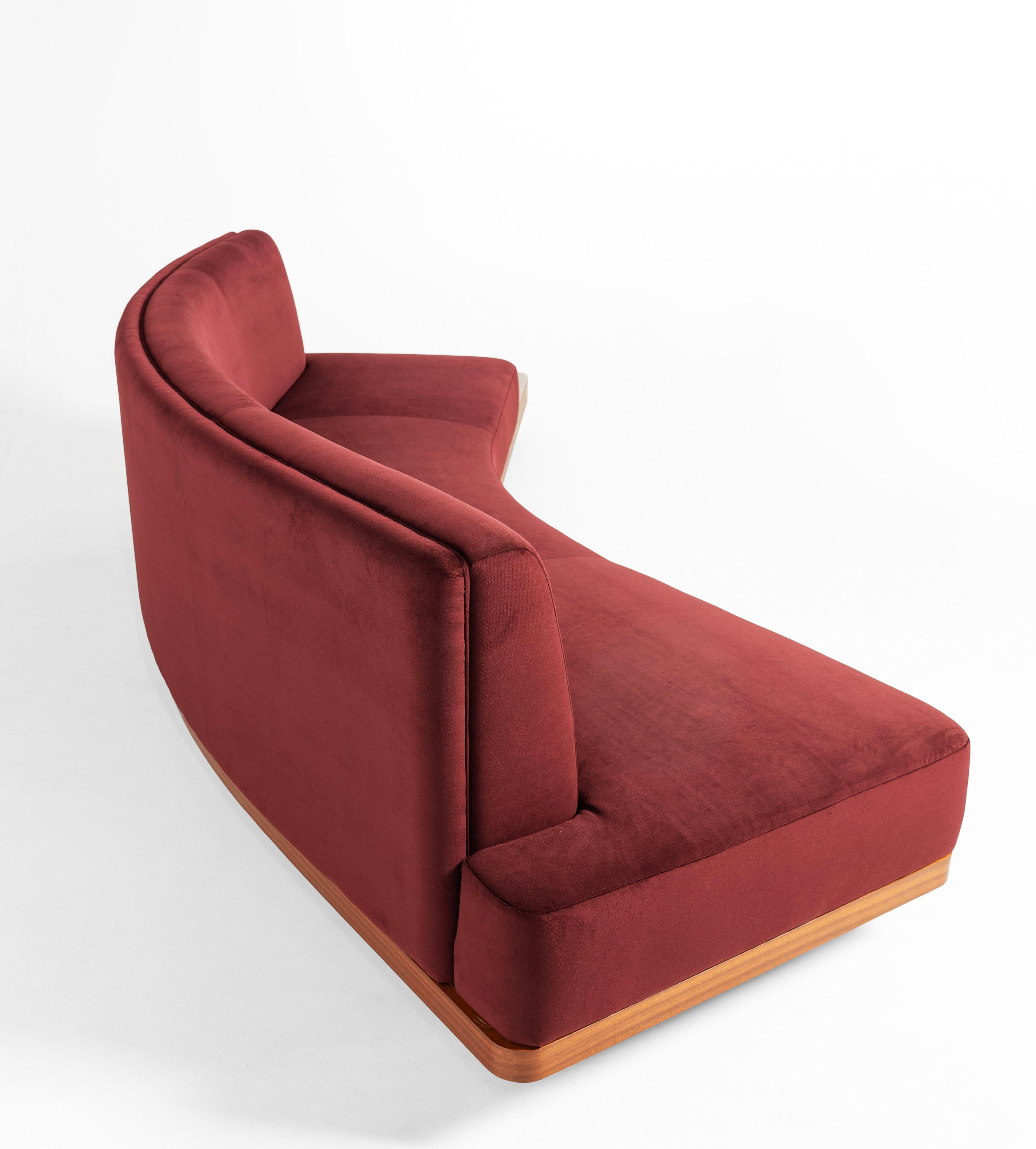 Red Wine WILD BACK Curve Sofa with back Cabinet by Lorenza Bozzoli In New Condition For Sale In Lentate sul Seveso, Monza e Brianza