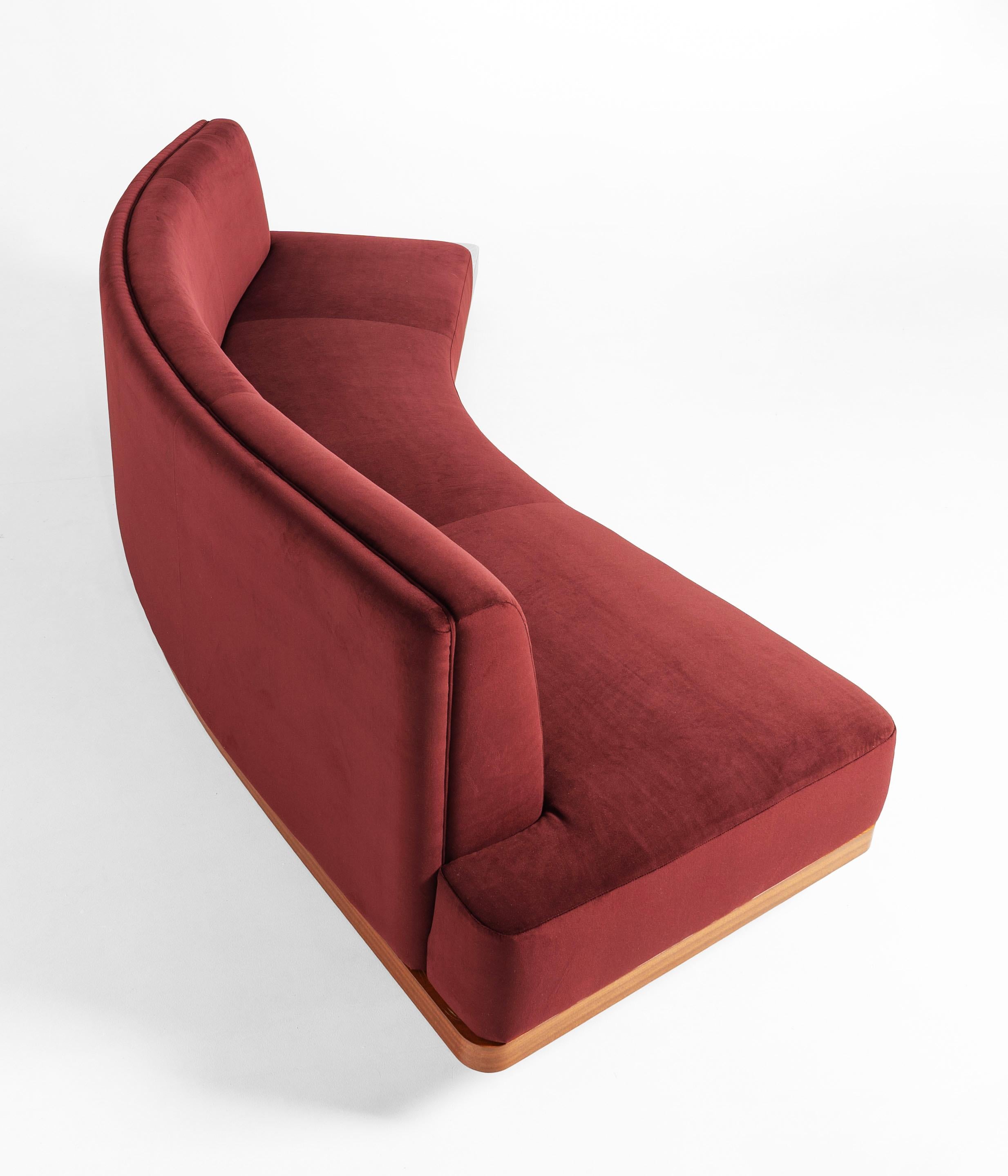 Contemporary Red Wine WILD BACK Curve Sofa with back Cabinet by Lorenza Bozzoli For Sale