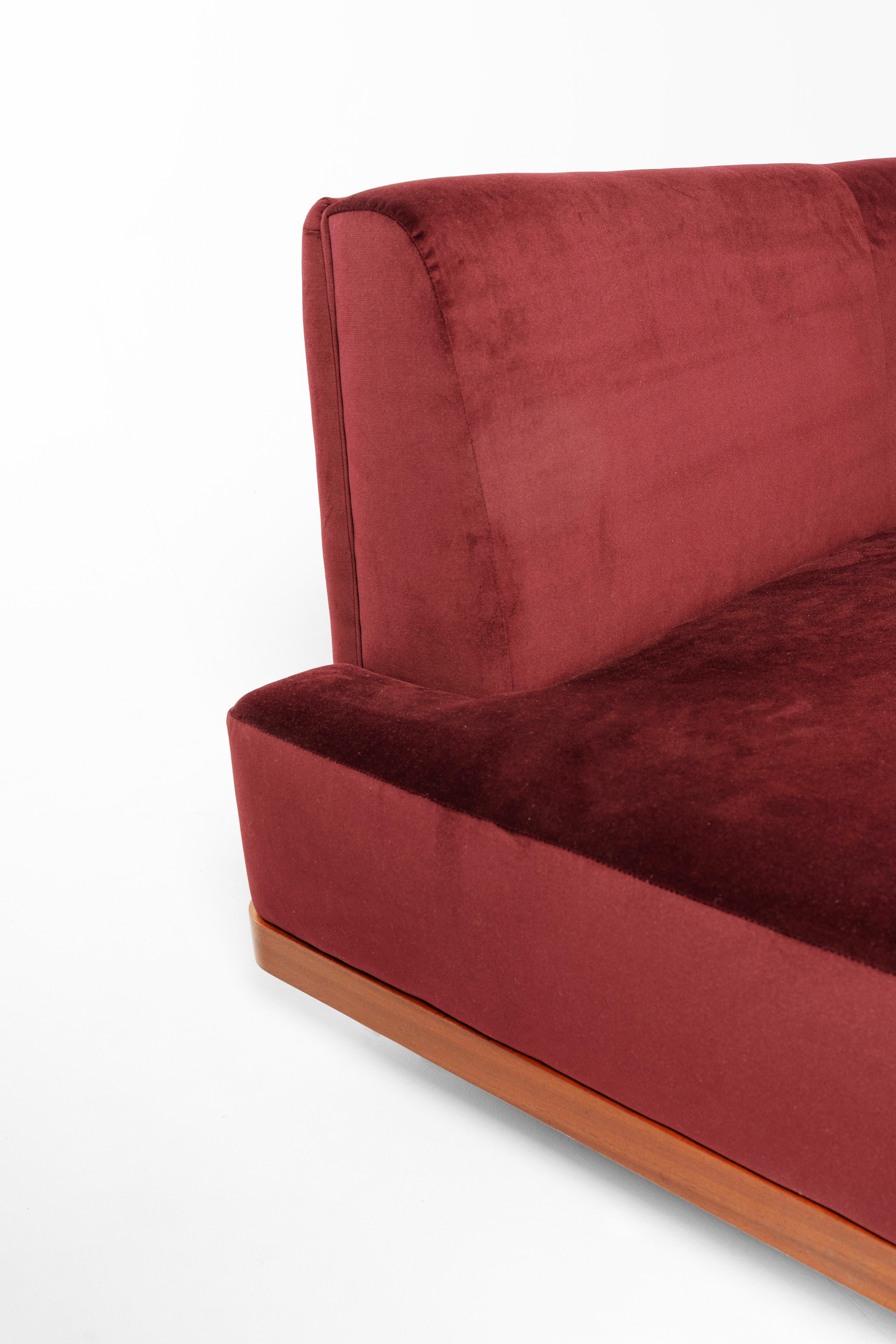 Red Wine WILD BACK Curve Sofa with back Cabinet by Lorenza Bozzoli For Sale 2