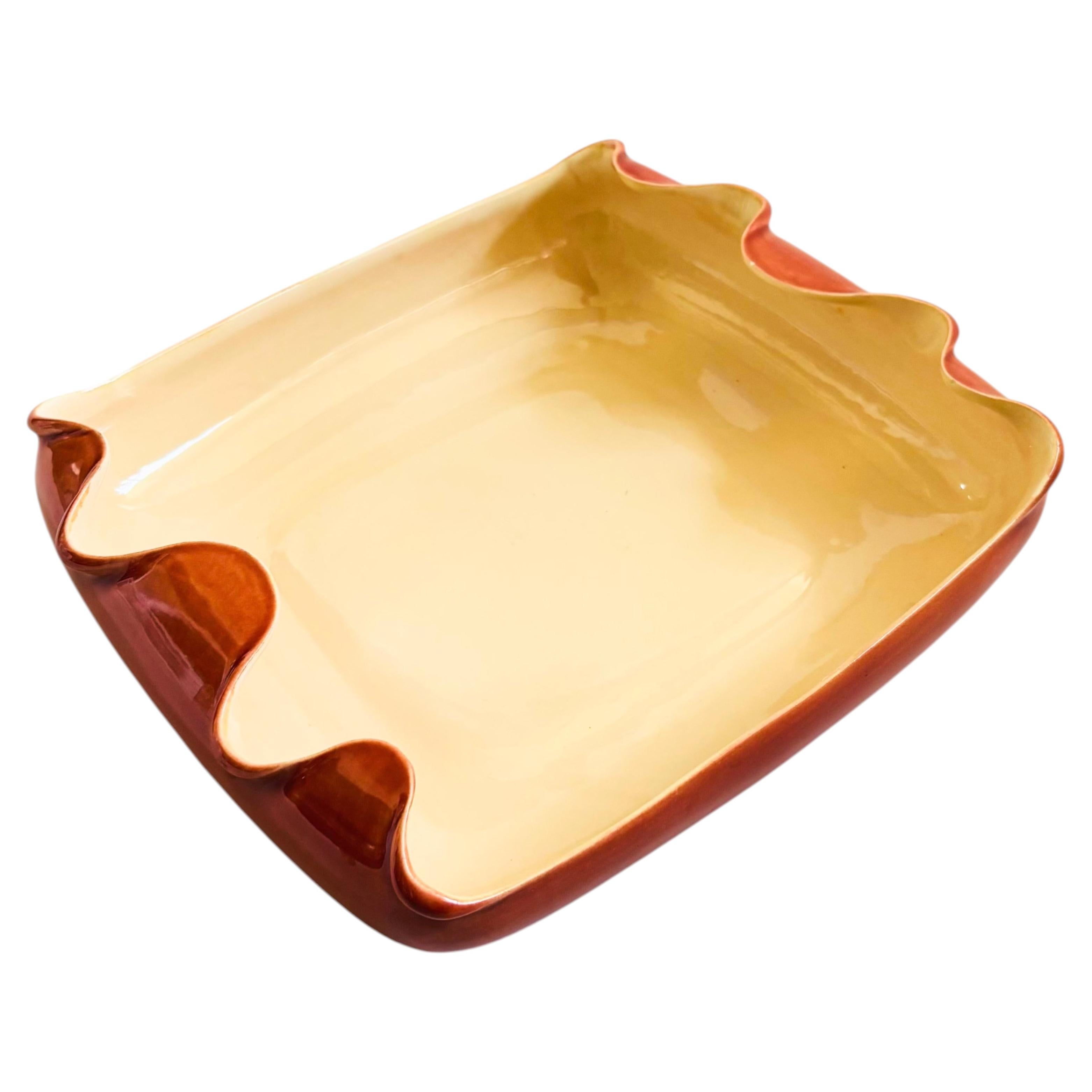 Red Wing Pottery Ruffled Square Bowl For Sale