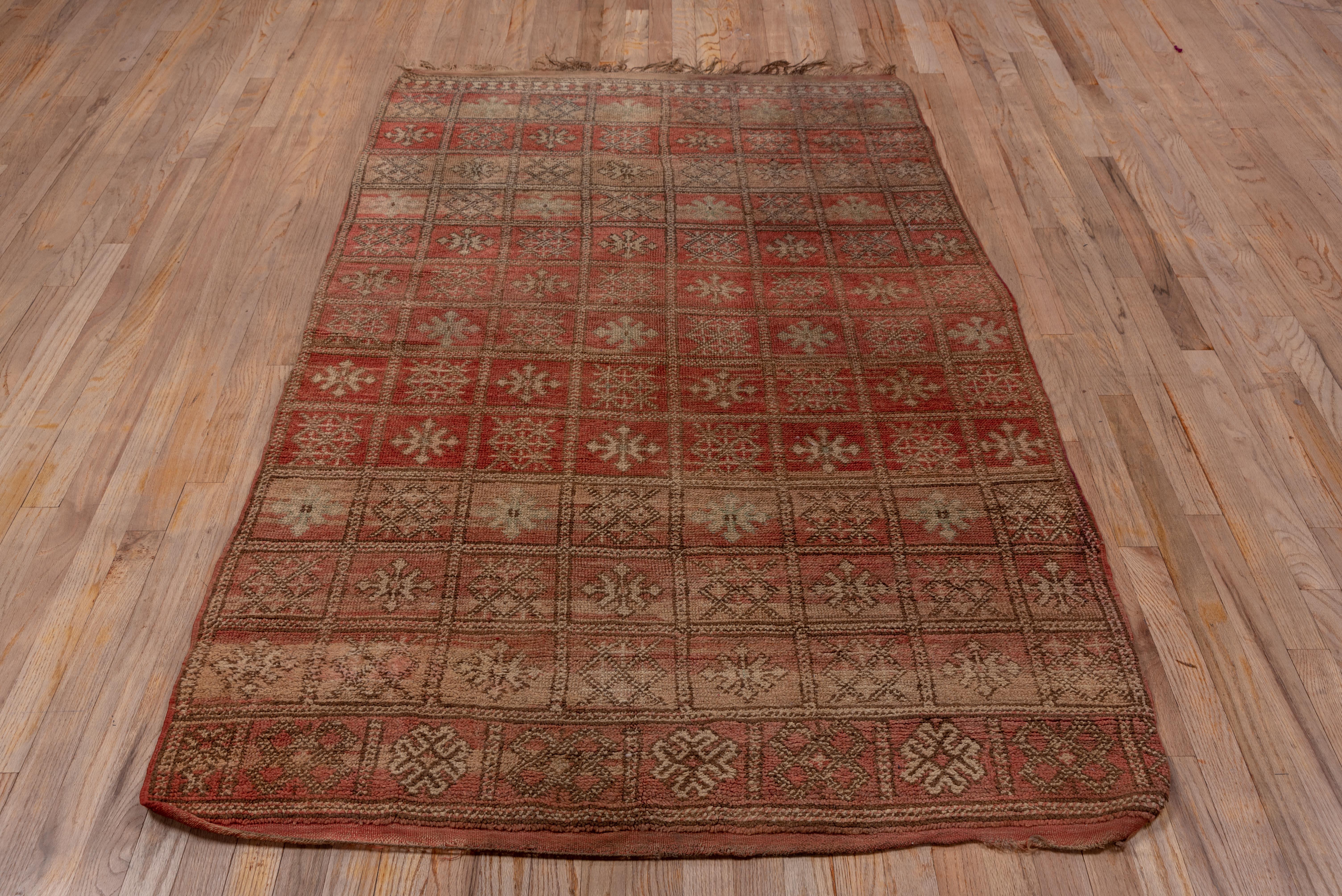 Wool Red with Diamond Snowflakes Moroccan Rug For Sale