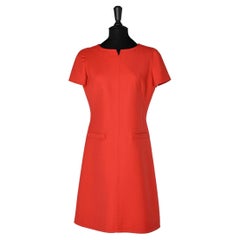 Red wool "A" shape dress Courrèges Paris