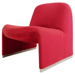 Red Wool Alky Club Chair by Giancarlo Piretti to Castelli Italy, 70s