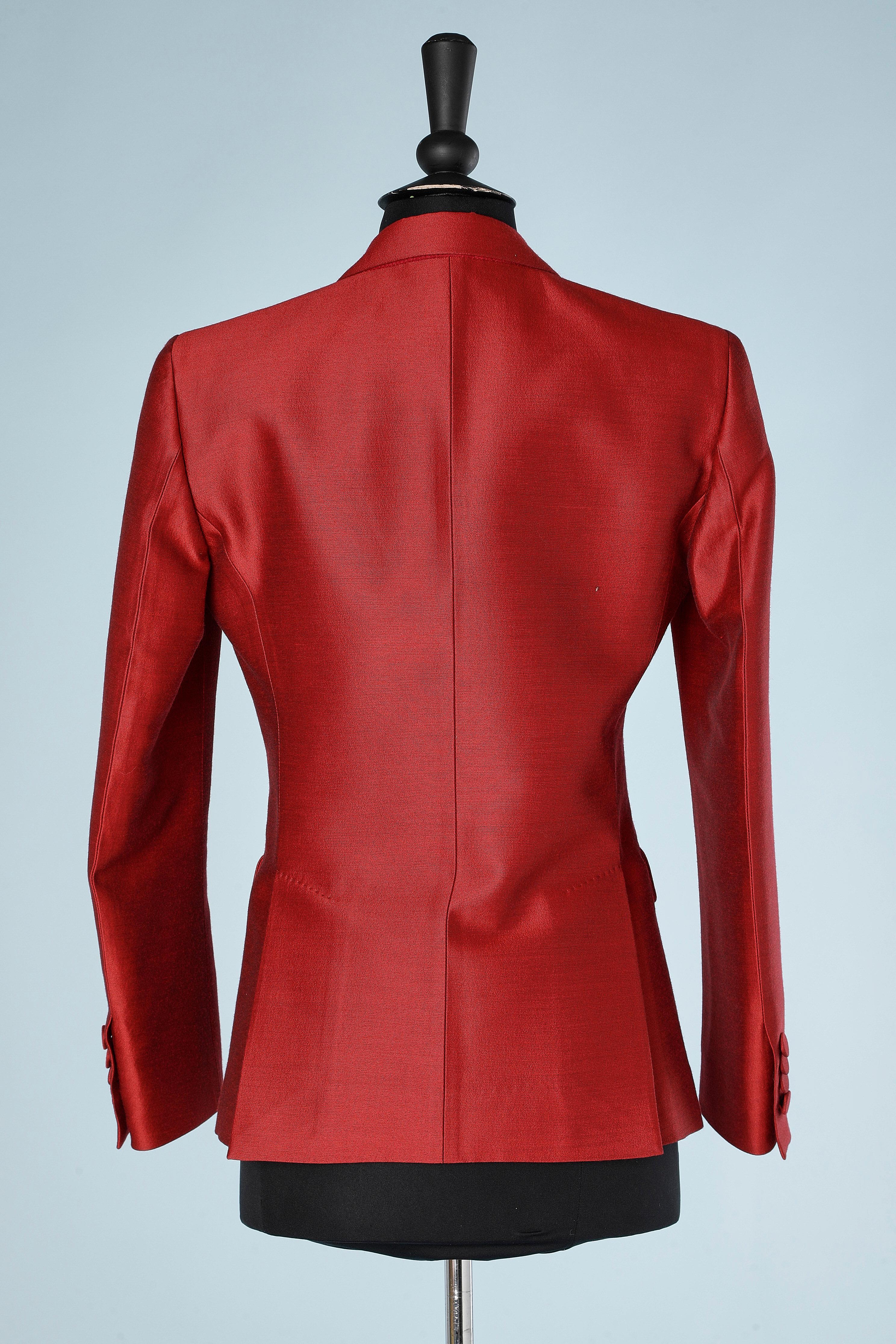 Red wool and satin single-breasted tuxedo jacket DSquared2 1
