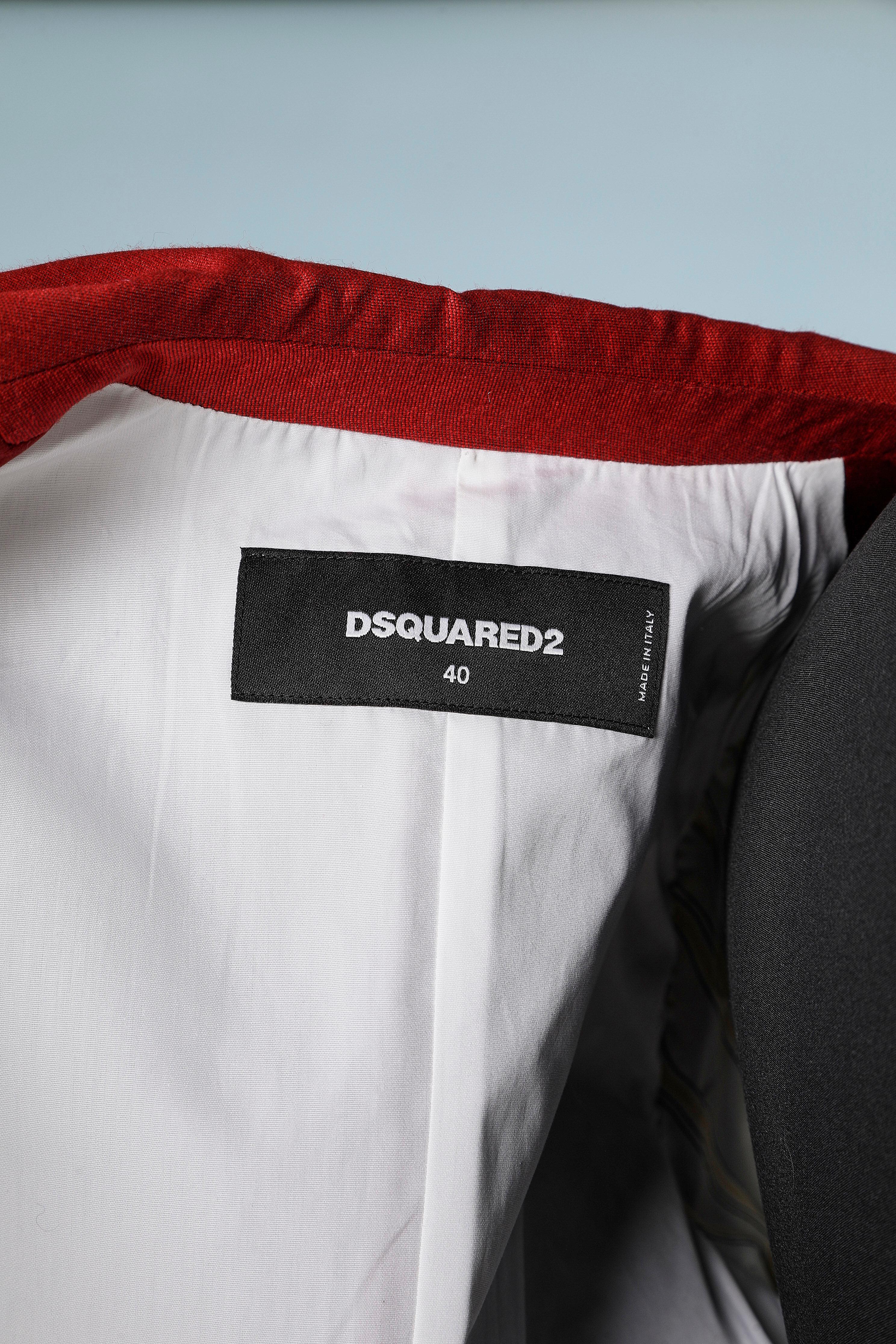 Red wool and satin single-breasted tuxedo jacket DSquared2 3