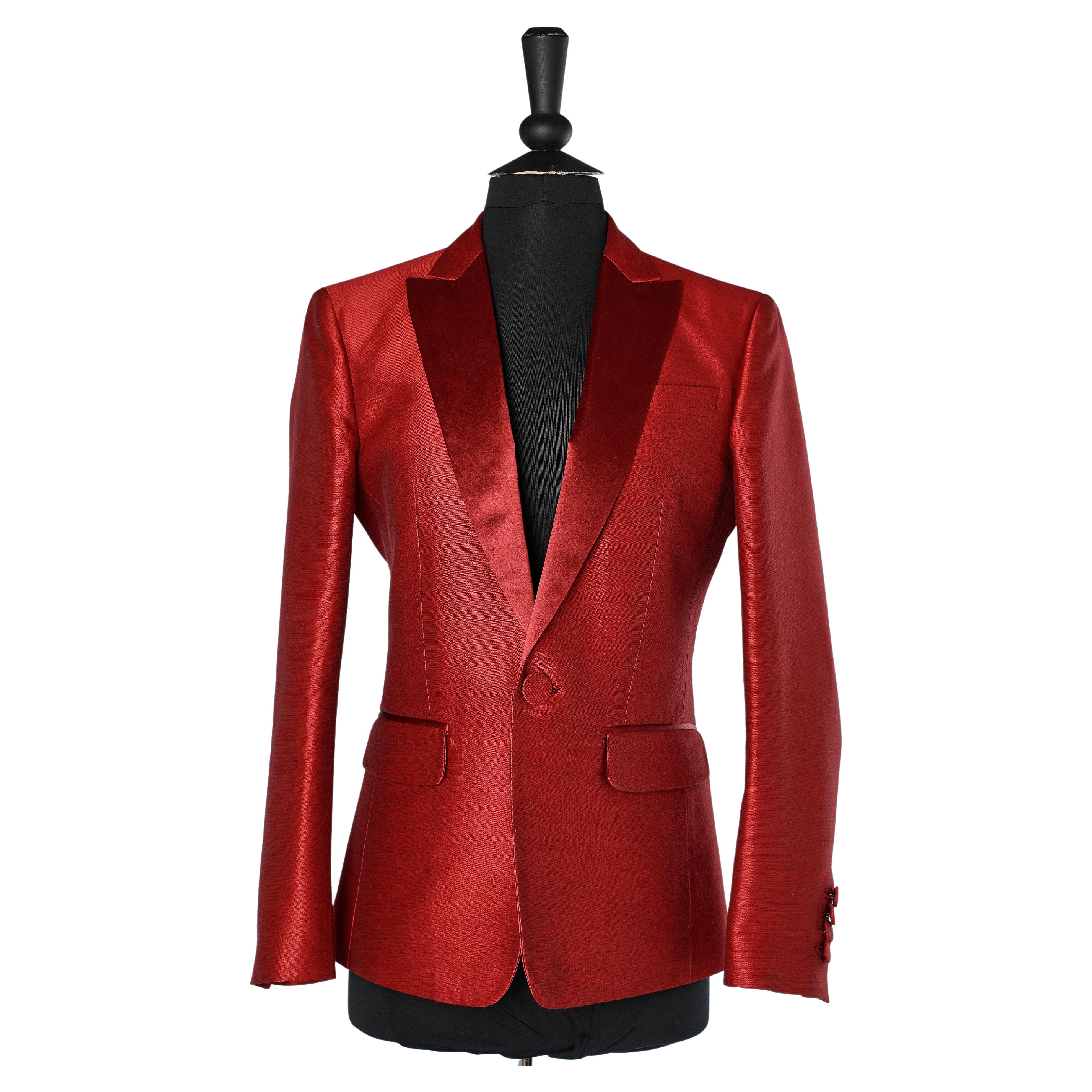 Red wool and satin single-breasted tuxedo jacket DSquared2 For Sale