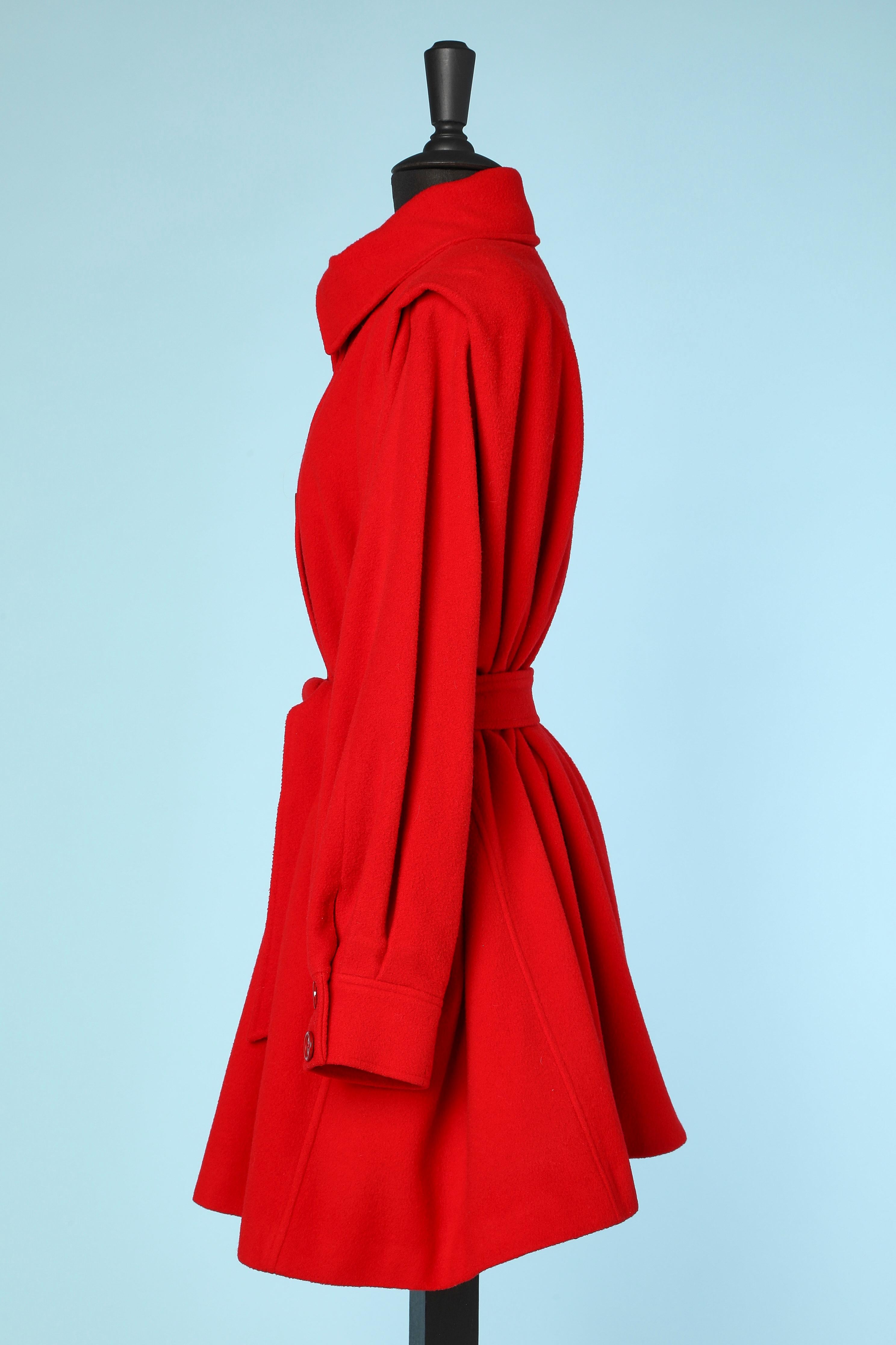 Women's Red wool coat with belt Ungaro Solo Donna  For Sale