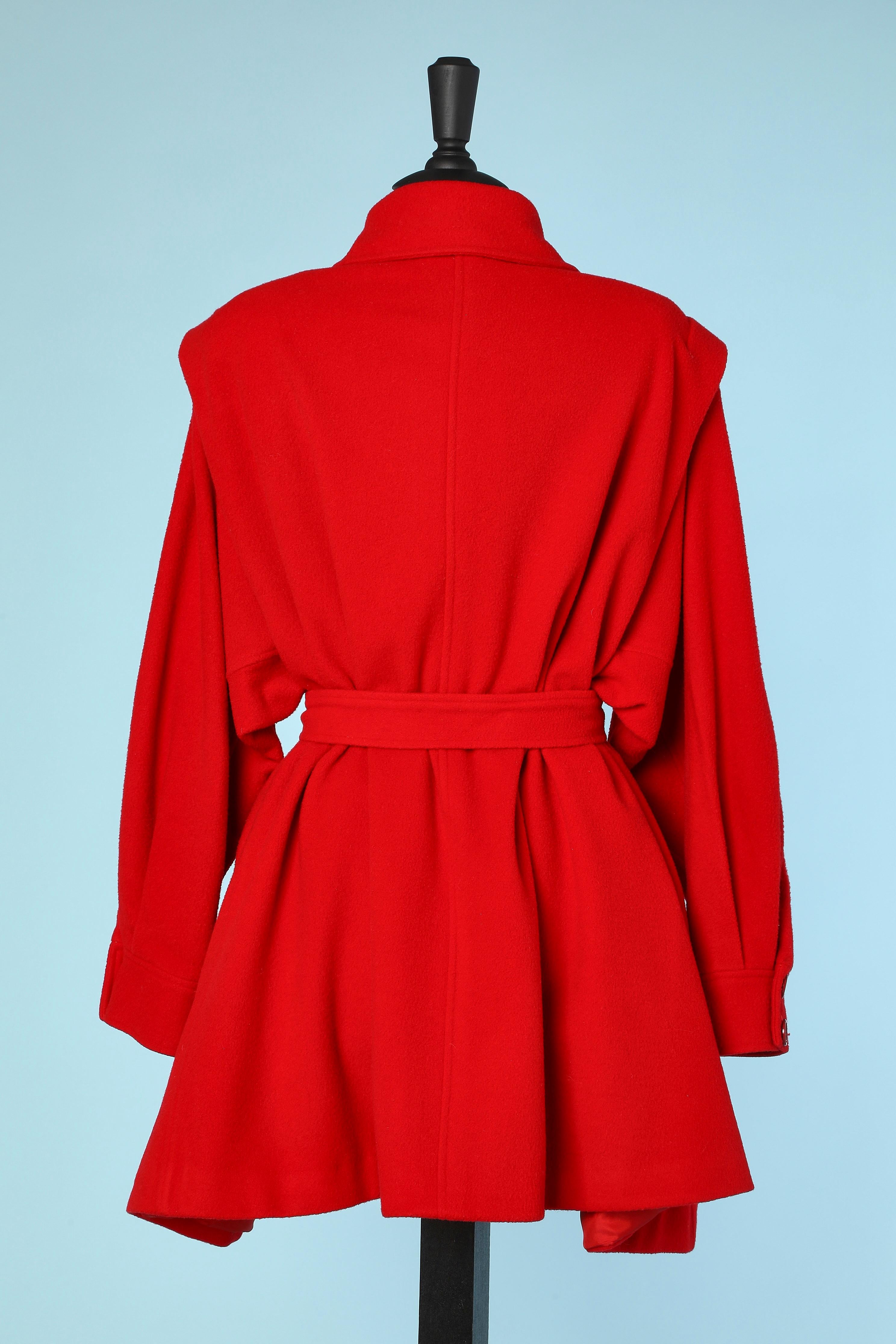 Red wool coat with belt Ungaro Solo Donna  For Sale 1