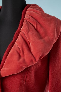 Cappotto in lana rossa con collo in velluto rimovibile Mila Schon